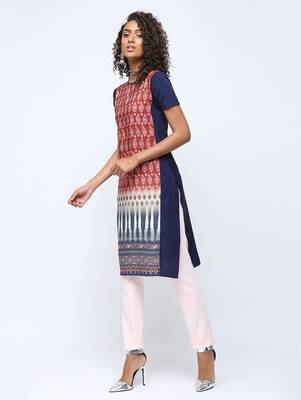 Red printed crepe kurti 3
