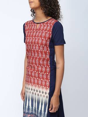Red printed crepe kurti 4