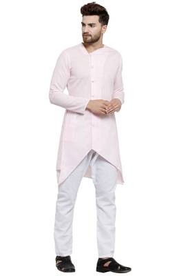 Designer Pink Linen Kurta With Aligarh Pyjama For Men By Treemoda 2