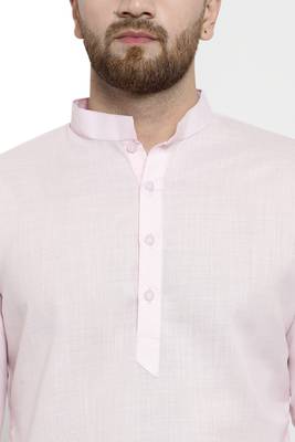 Designer Pink Linen Kurta With Aligarh Pyjama For Men By Treemoda 5