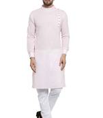 Designer Pink Linen Kurta With Aligarh Pyjama For Men By Treemoda