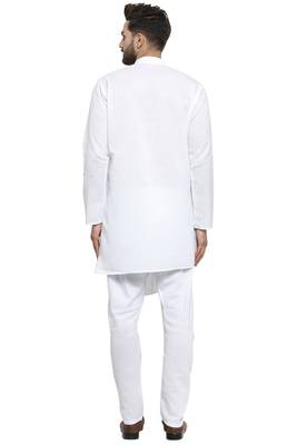 Designer White Linen Kurta With Aligarh Pyjama For Men By Treemoda 4