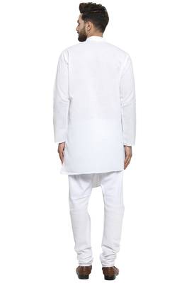 Designer White Linen Kurta With Churidar Pyjama For Men By Treemoda 4