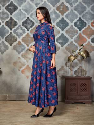 Blue printed rayon kurti 2