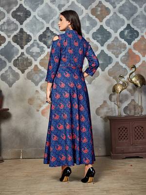 Blue printed rayon kurti 3