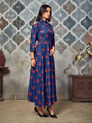 Blue printed rayon kurti 4