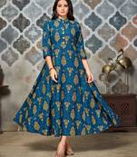Blue printed rayon kurti