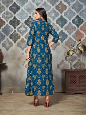 Blue printed rayon kurti 3