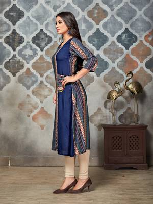 Blue embroidered rayon kurti 2
