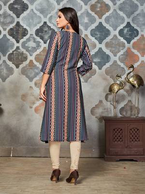 Blue embroidered rayon kurti 3