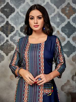 Blue embroidered rayon kurti 5