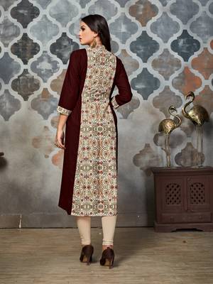 Brown printed rayon kurti 2