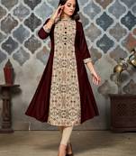 Brown printed rayon kurti