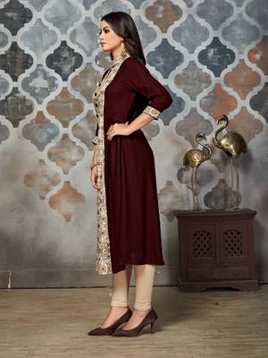 Brown printed rayon kurti 3