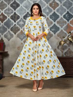 White printed rayon kurti 1