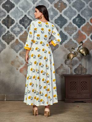 White printed rayon kurti 2