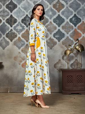 White printed rayon kurti 4