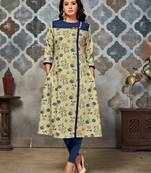 Beige embroidered rayon kurti