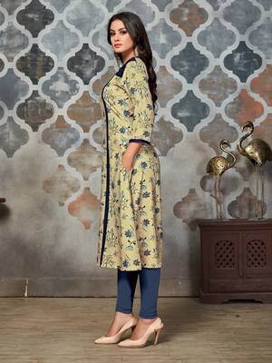 Beige embroidered rayon kurti 3