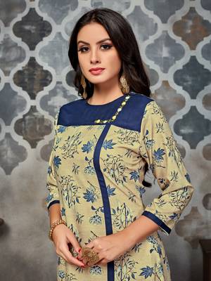 Beige embroidered rayon kurti 5