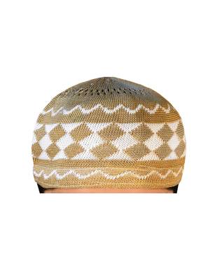 brown islamic prayer cap with rhombus pattern 1