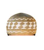 brown islamic prayer cap with rhombus pattern