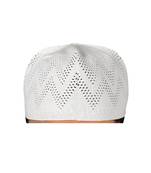 white islamic prayer cap with dotted zig zag pattern