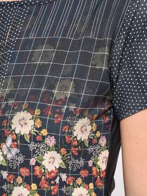 Navy blue printed crepe party tops 4