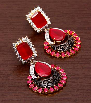 White Gold Plated Brass Made Diamond Embellished Designer Danglers 216ED13 1