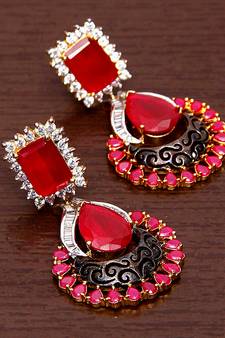 White Gold Plated Brass Made Diamond Embellished Designer Danglers 216ED13