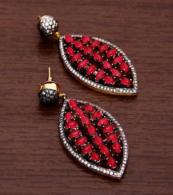 White Gold Plated Brass Made Diamond Embellished Designer Danglers 216ED17 1