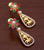 White Gold Plated Brass Made Diamond Embellished Designer Danglers 216ED19