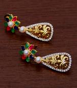 White Gold Plated Brass Made Diamond Embellished Designer Danglers 216ED20