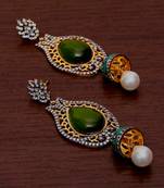 White Gold Plated Brass Made Diamond Embellished Designer Danglers 216ED24