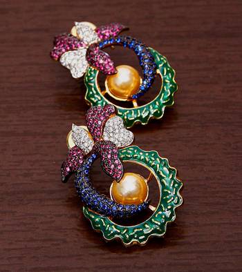 White Gold Plated Brass Made Diamond Embellished Designer Danglers 216ED25 1