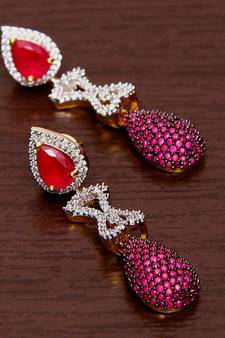 White Gold Plated Brass Made Diamond Embellished Designer Danglers 216ED45