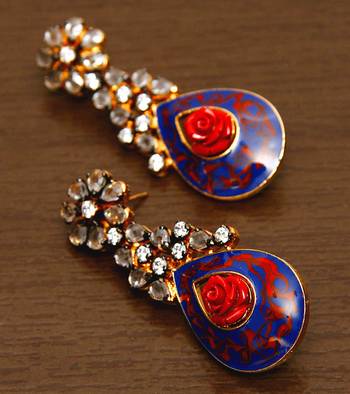 White Gold Plated Brass Made Diamond Embellished Designer Danglers 216ED54 1