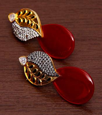 White Gold Plated Brass Made Diamond Embellished Designer Danglers 216ED57 1