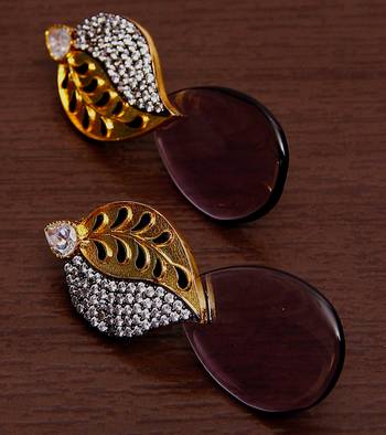 White Gold Plated Brass Made Diamond Embellished Designer Danglers 216ED60 1