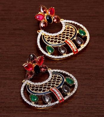 White Gold Plated Brass Made Diamond Embellished Designer Danglers 216ED74 1