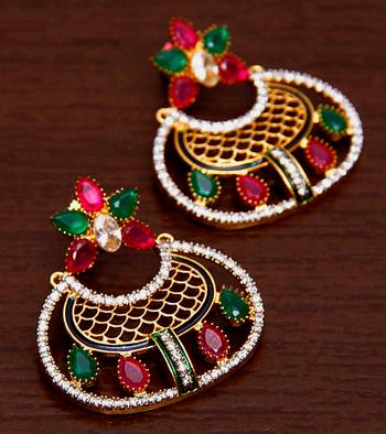 White Gold Plated Brass Made Diamond Embellished Designer Danglers 216ED75 1
