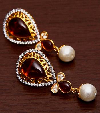 White Gold Plated Brass Made Diamond Embellished Designer Danglers 216ED79 1