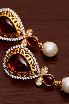 White Gold Plated Brass Made Diamond Embellished Designer Danglers 216ED79