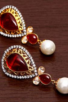 White Gold Plated Brass Made Diamond Embellished Designer Danglers 216ED80