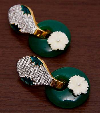 White Gold Plated Brass Made Diamond Embellished Designer Danglers 216ED84 1