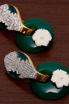 White Gold Plated Brass Made Diamond Embellished Designer Danglers 216ED84