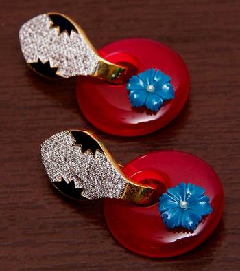 White Gold Plated Brass Made Diamond Embellished Designer Danglers 216ED86 1