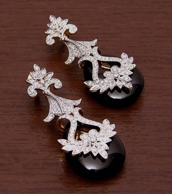 White Gold Plated Brass Made Diamond Embellished Designer Danglers 216ED105 1