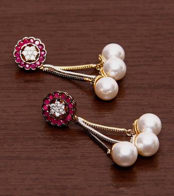 White Gold Plated Brass Made Diamond Embellished Designer Danglers 216ED107 1