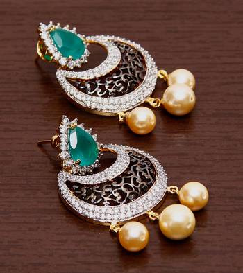 White Gold Plated Brass Made Diamond Embellished Designer Danglers 216ED113 1